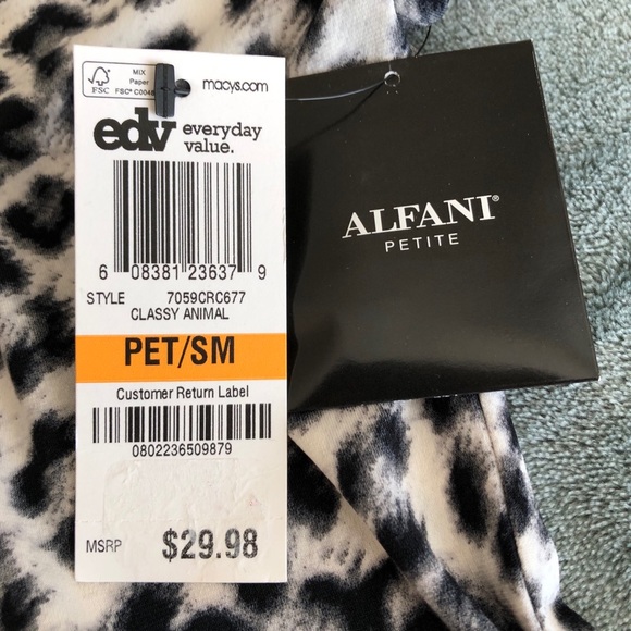 Alfani Animal Print Short Sleeve Quarter Button - Picture 6 of 7